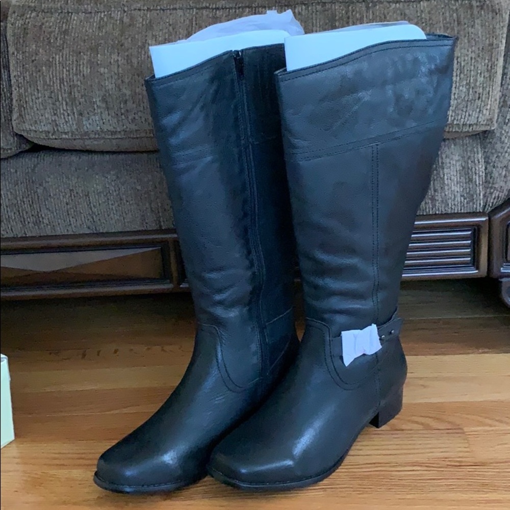 Annie Shoes Black Sport Leather Riding Boot